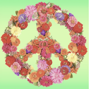 peace sign made with flowers