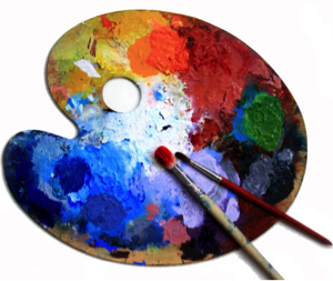 paint palette and brushes